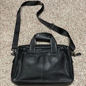 Feger Black Leather laptop 2 way wear Bag